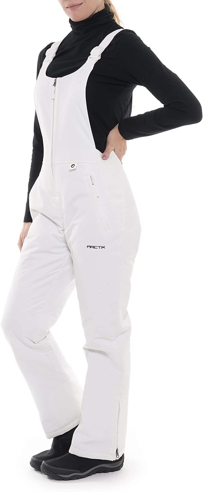 Women's Essential Insulated Bib Overalls, White, X-Small Short