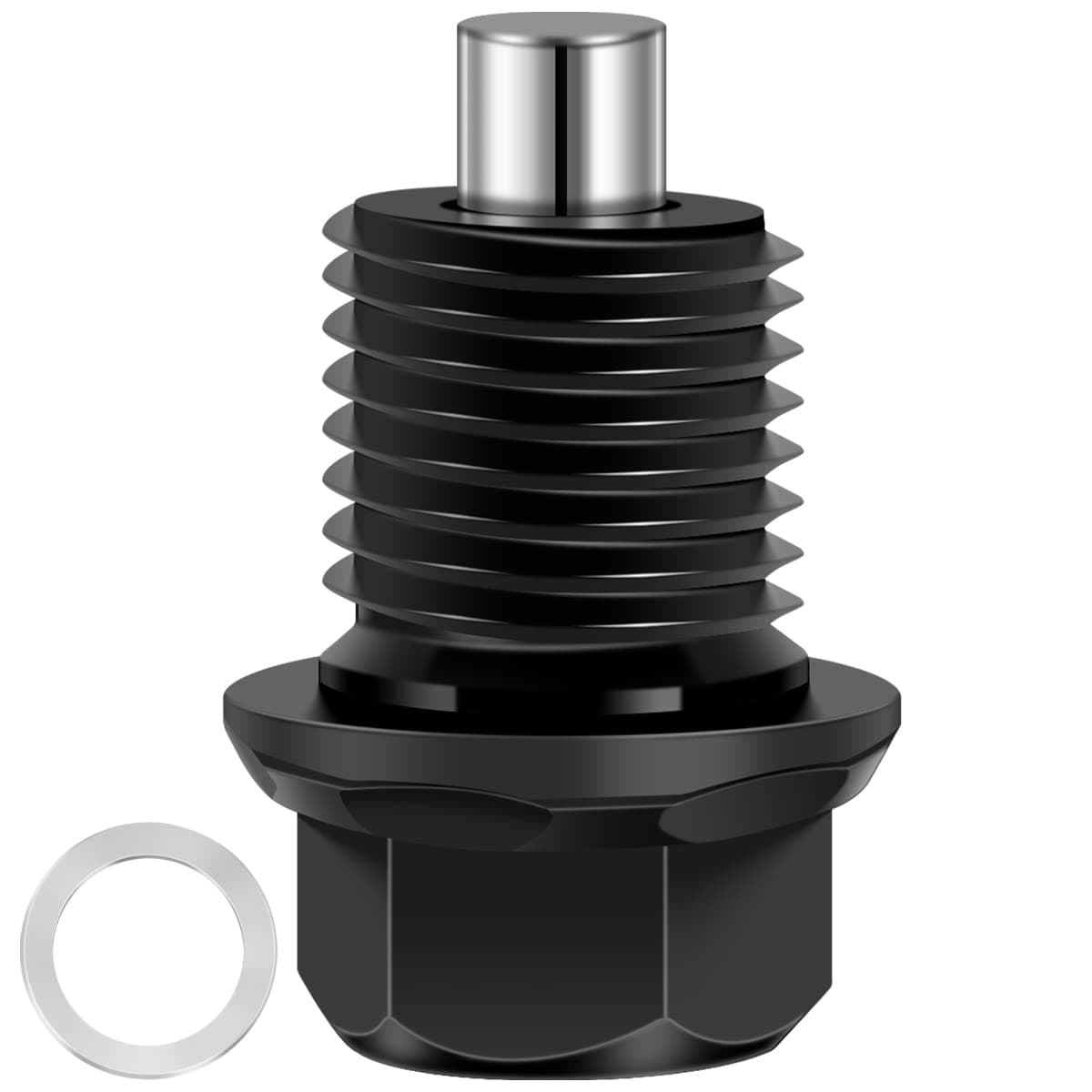 Muross M12 x 1.25/ M14 x 1.5 Magnetic Oil Drain Plugs Aviation Aluminum Magnetic Oil Drain Bolt Plugs Engine Drain Nut Bolt Screw with Gasket Replacement Fittings for Most Cars(Black -m12 x 1)