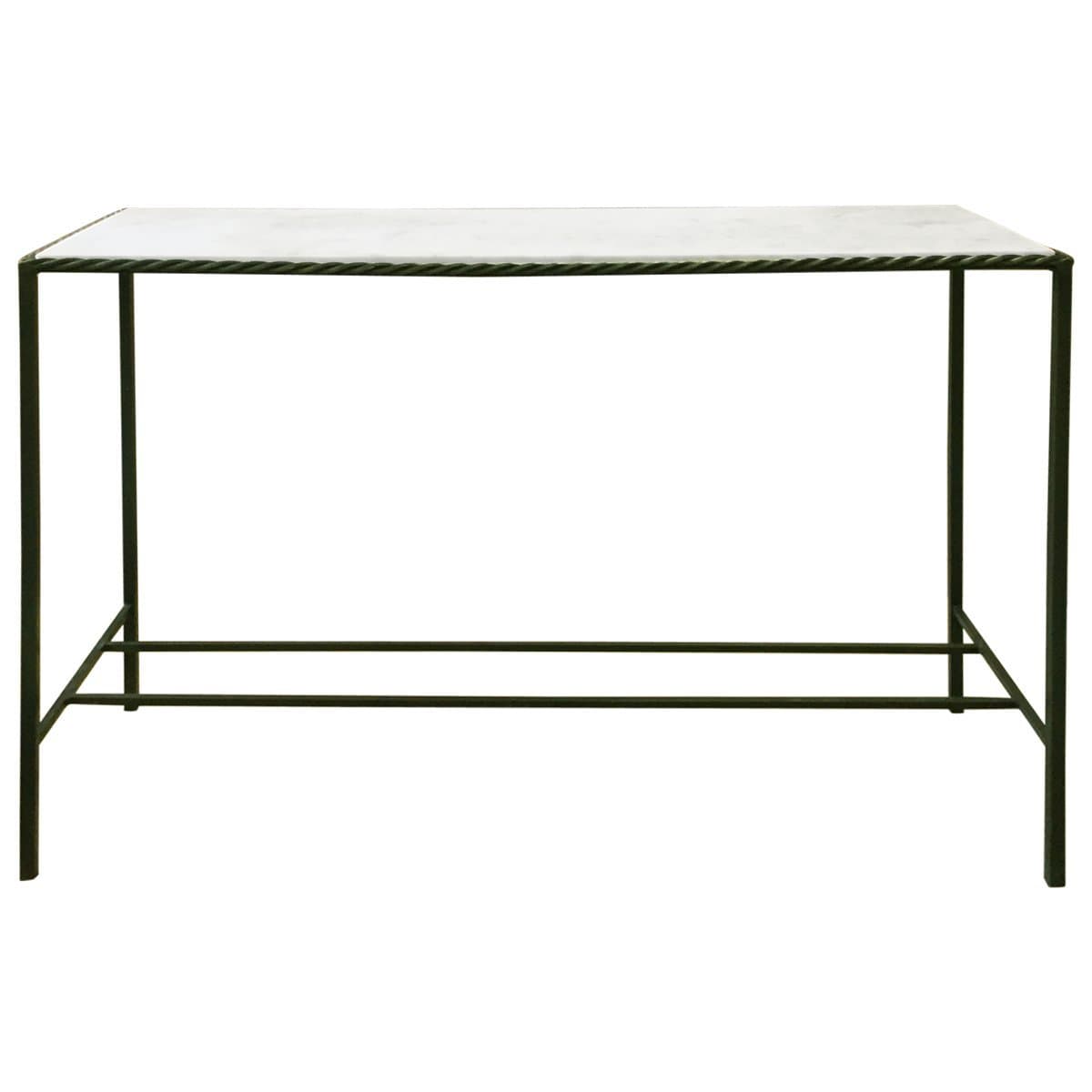 Metal Rectangular Console Table with Marble Top