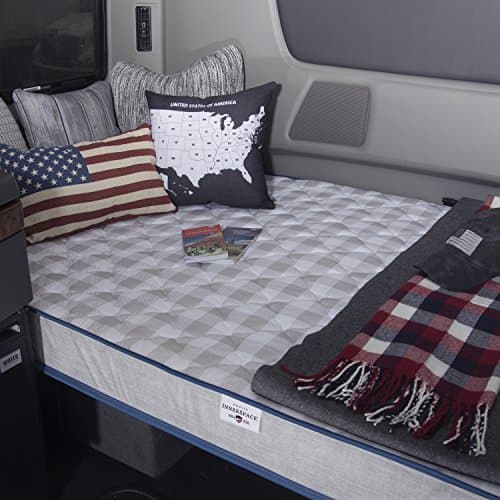 MOBILE INNERSPACE 5.5" Firm Support Truck Foam Mattress, 79"L x 35"W, Gray Check w/Blue Trim