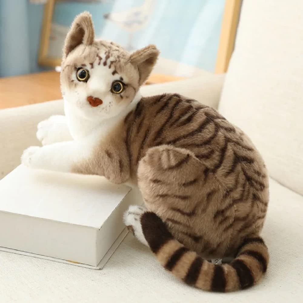 Cute Cat Soft Stuffed Plush Animal Toy for Kids Birthday Giftss (Color: Brown; Size: 21)