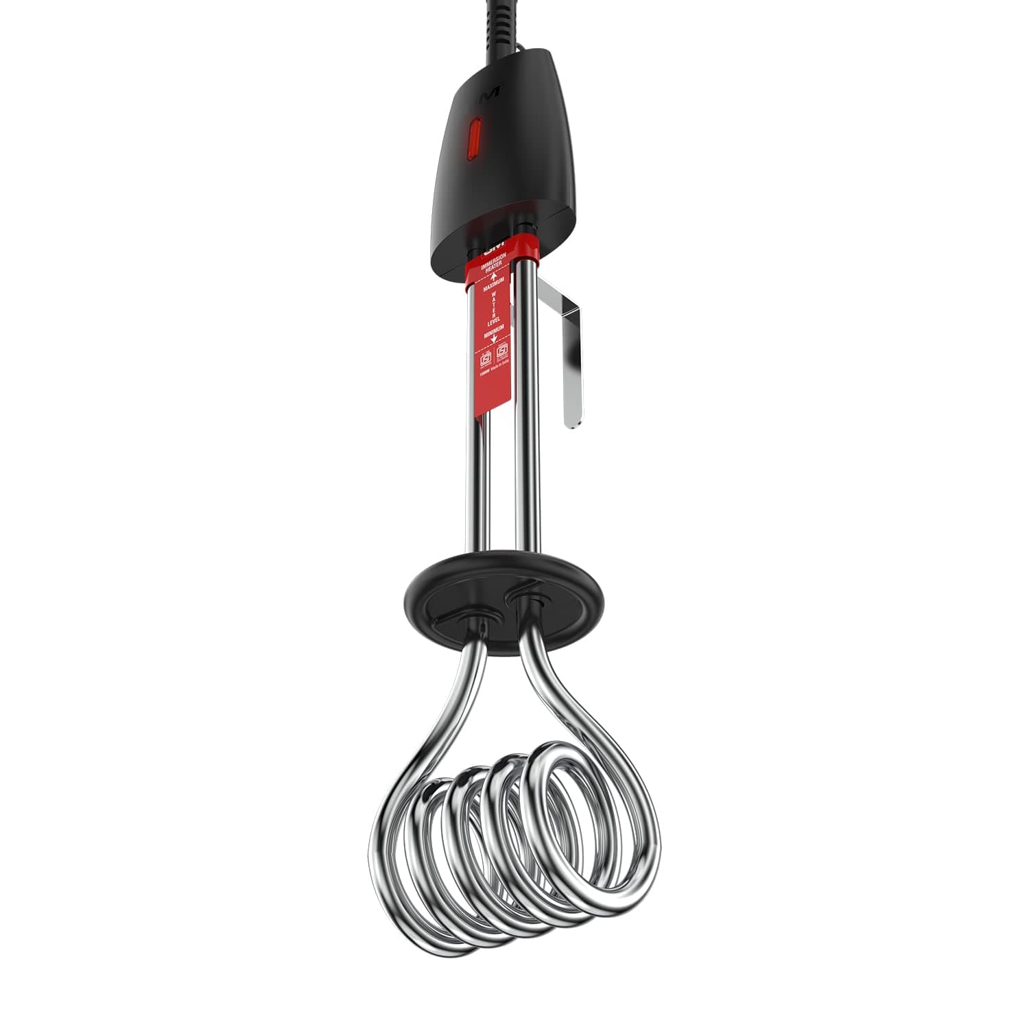 Immersion Rod Water Heater with Bucket Guard 1500W 16 AMP Plug Superior Copper Element Heat Resistant Handle Nickel Plated Prevents Corrosion Double ISI Certified 1.6M Cord 2 Years Warranty