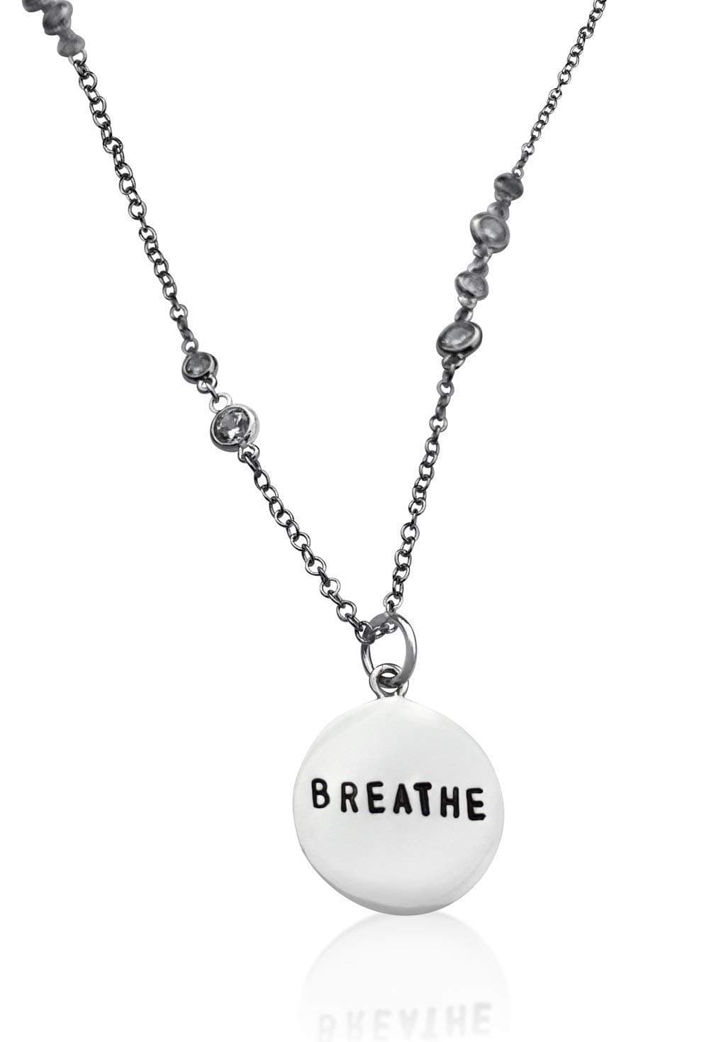Inspirational BREATHE Necklace with Crystals
