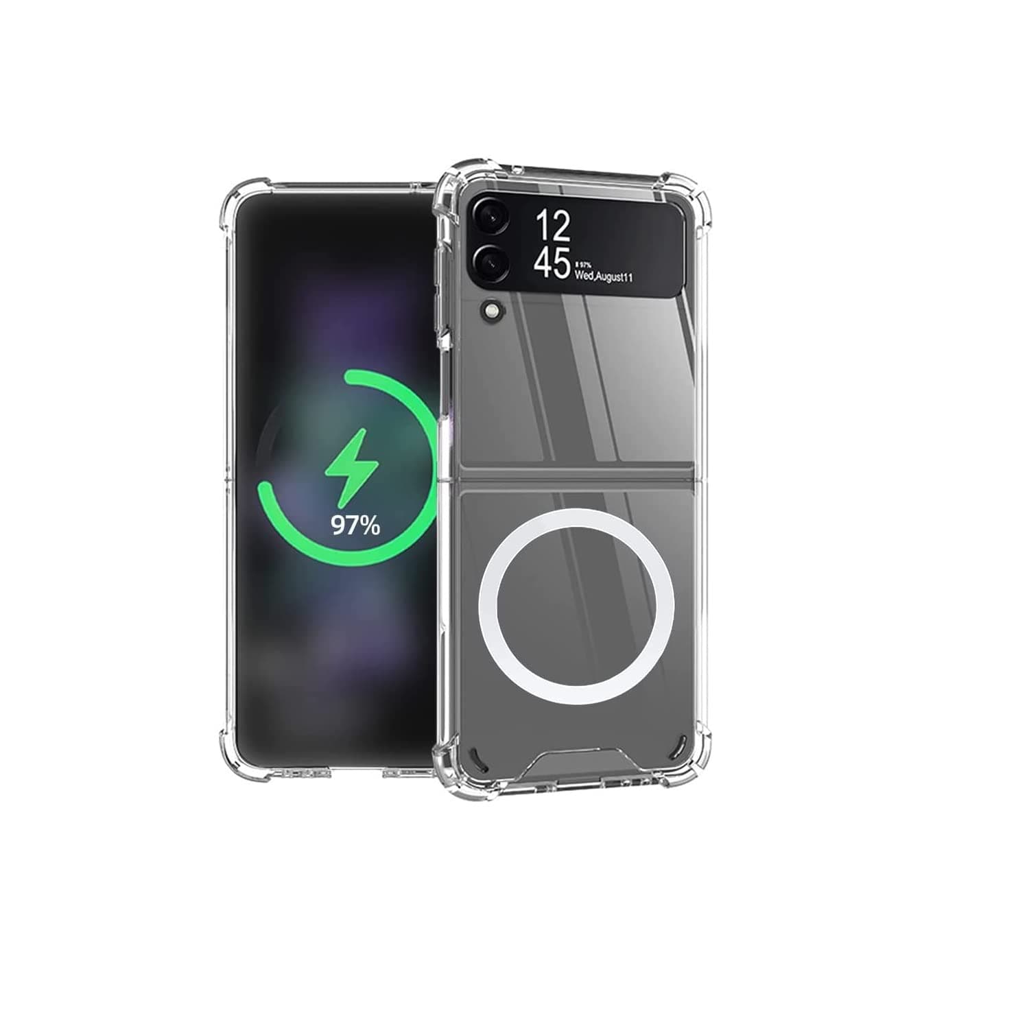 Samsung Galaxy Z Flip 4 Magsafe Clear Case, With Magnetic and Support Wireless Charger, Transparent Shockproof and Drop-Proof Hard PC Phone Cover for Galaxy Z Flip 4