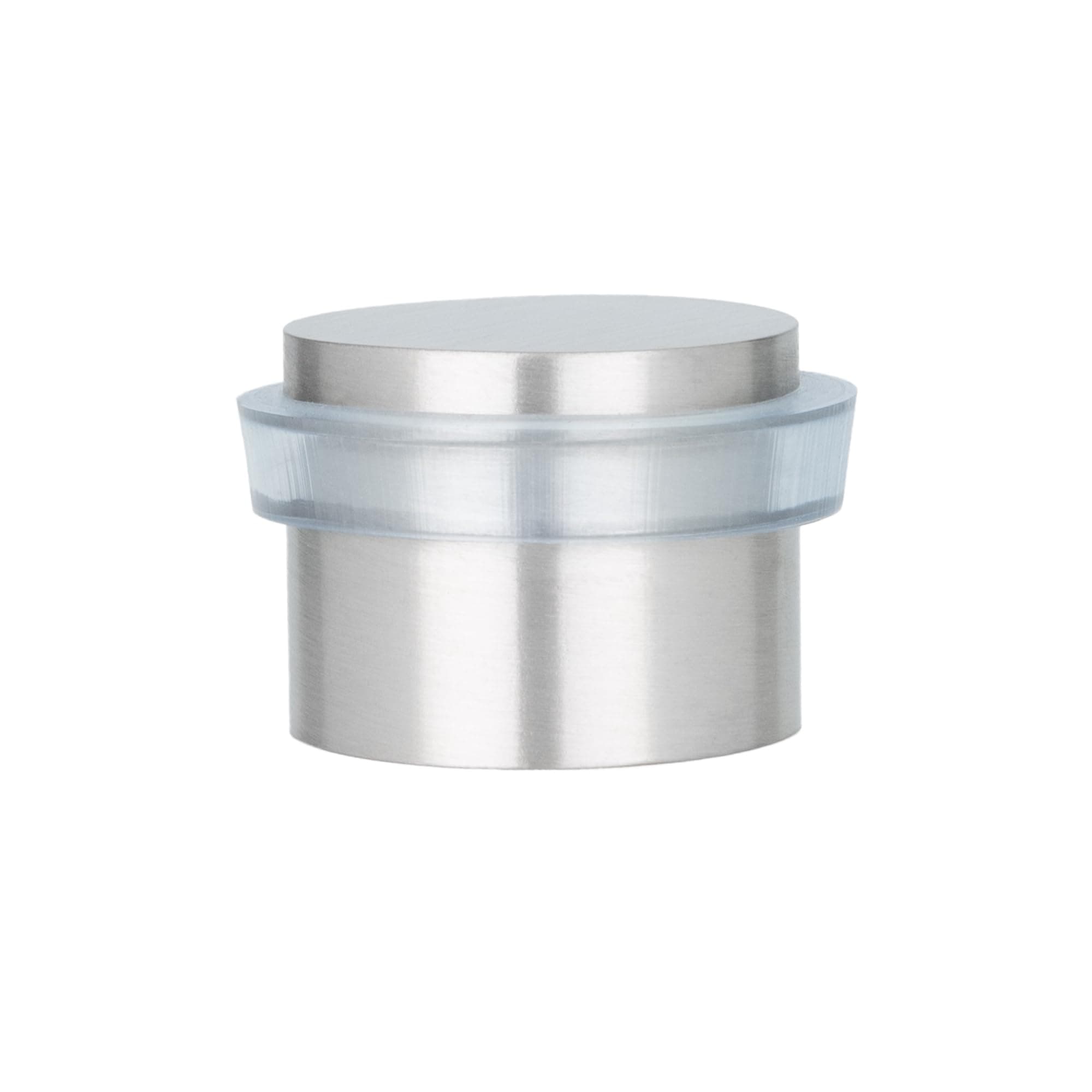 Adhesive Door Stop | Ø24x20mm | Stainless Steel-Transparent Rubber | Strong Adhesion | 100% Functional | Mod. I-163TAM