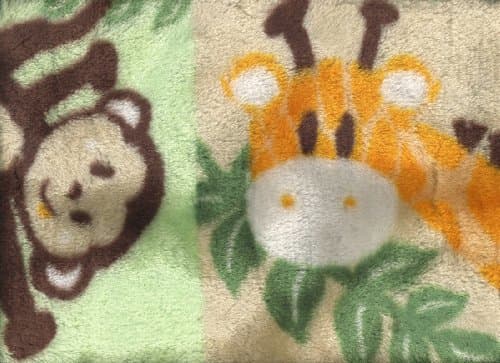Safari Time Plush Baby Boy Toddler Blanket Reversible Monkey Giraffe Elephant Lion