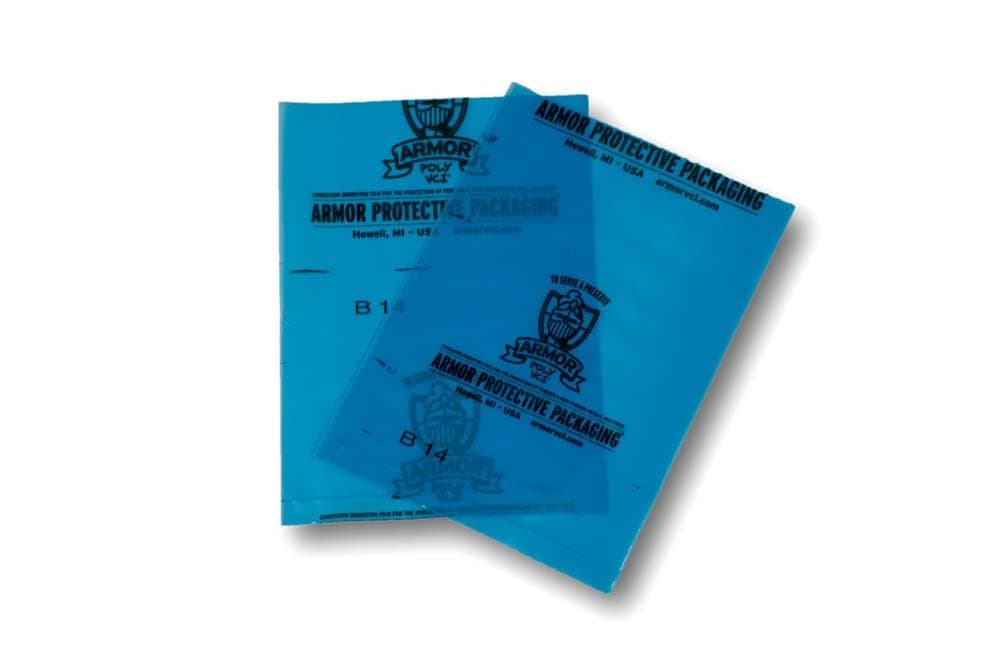 Armor Protective Packaging PVCIBAG4MB1218 VCI Poly Bag Prevents Rust, Corrosion on Ferrous and Non-Ferrous Metal, 4 Mil, 12" X 18", Blue (Pack of 500)