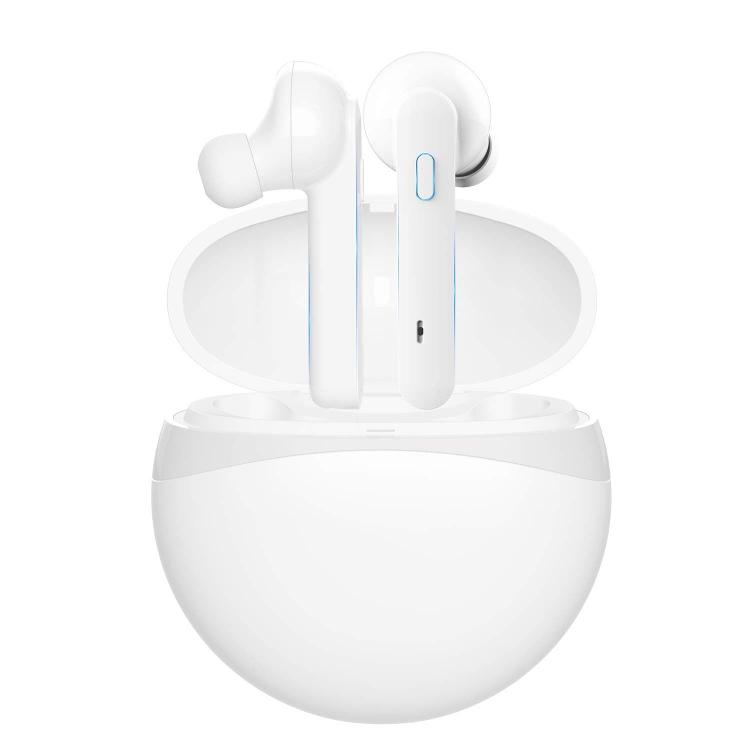 Bluetooth Earphones,True Wireless Headphones Blutooth 5.0 TWS in-Ear Earbuds IPX5 Waterproof Mini Headset 5H Playtime 3D Stereo Sound Sport Earpiece with Mic and Portable Charging Case (White)