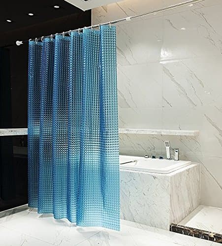 Curtain Size- 70" x 70", Each Pack Brings a Blue 3D PEVA Shower Curtain Waterproof Mildew Resistant. (Blue)