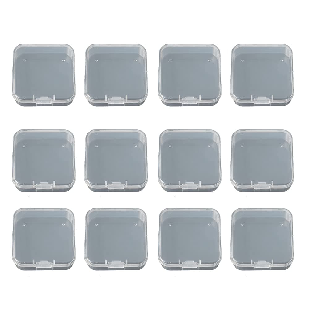 WYAN 12 Pack Square Clear Plastic Storage Containers Box with lids, for organizer Box Case for Beads,earplug, and More Small Items(5.5x5.5cm)