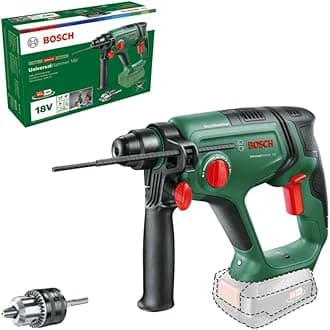 Bosch Cordless Rotary Hammer Drill UniversalHammer 18V (Without Battery; 18V System; Round-Shank Adapter; Drilling/Hammer Drilling/Chiselling; 2.0 J Impact Energy; SDS Plus Tool Holder; in Carton)