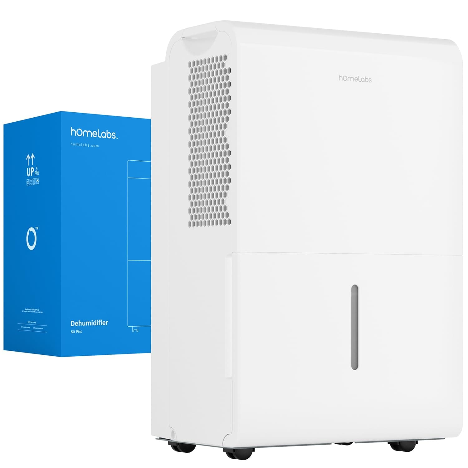hOmeLabs Dehumidifier for Home, Office, Basements with Powerful Moisture Removal, Humidity Control, Auto Shut-off, Quiet Operation - 7,000 Sq Ft Wi-Fi (50 Pint MAX 120 Pint at 95°F, 90% RH)