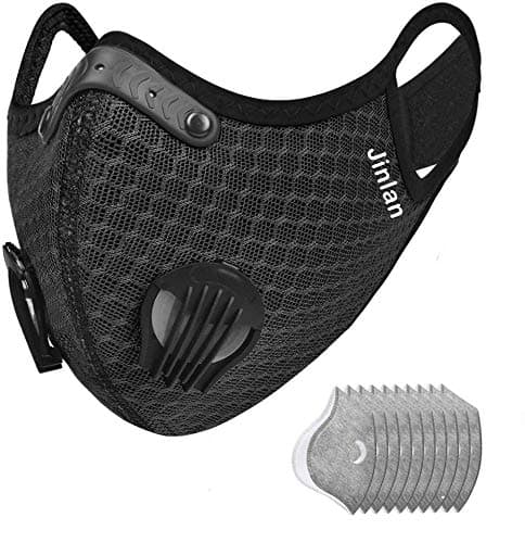 1 with Filter,Sports Face 10 Filters Included,Men's and Women's Universal Masks,Suitable for Woodworking, Cycling Outdoor Activities(Black)