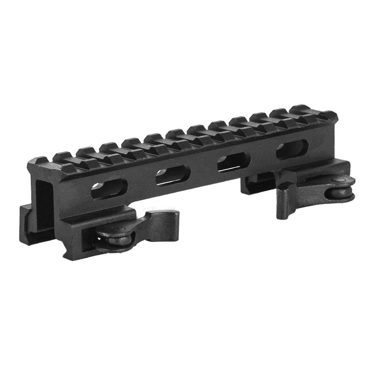 Lion Gears Quick Release Tactical Picatinny 1" Riser, 5" Long with 12 Slots, Dual Lock Quick Realease/Lock Lever makes the Width Fully Adjustable to Fit All Pictatinny Rails , BM1210QR