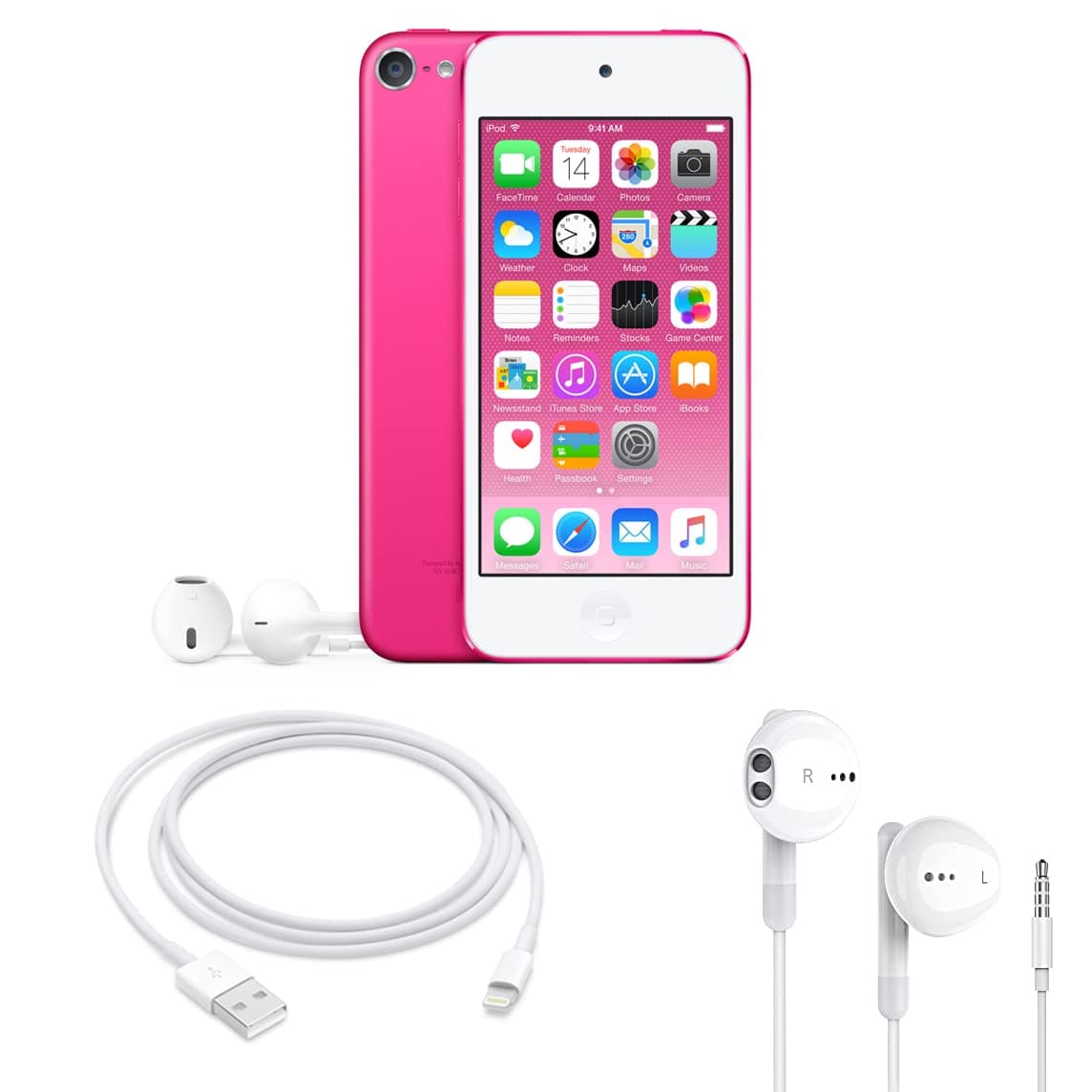 Apple iPod touch 64GB 6th Generation + In-Ear Headphones Pink (Refurbished)
