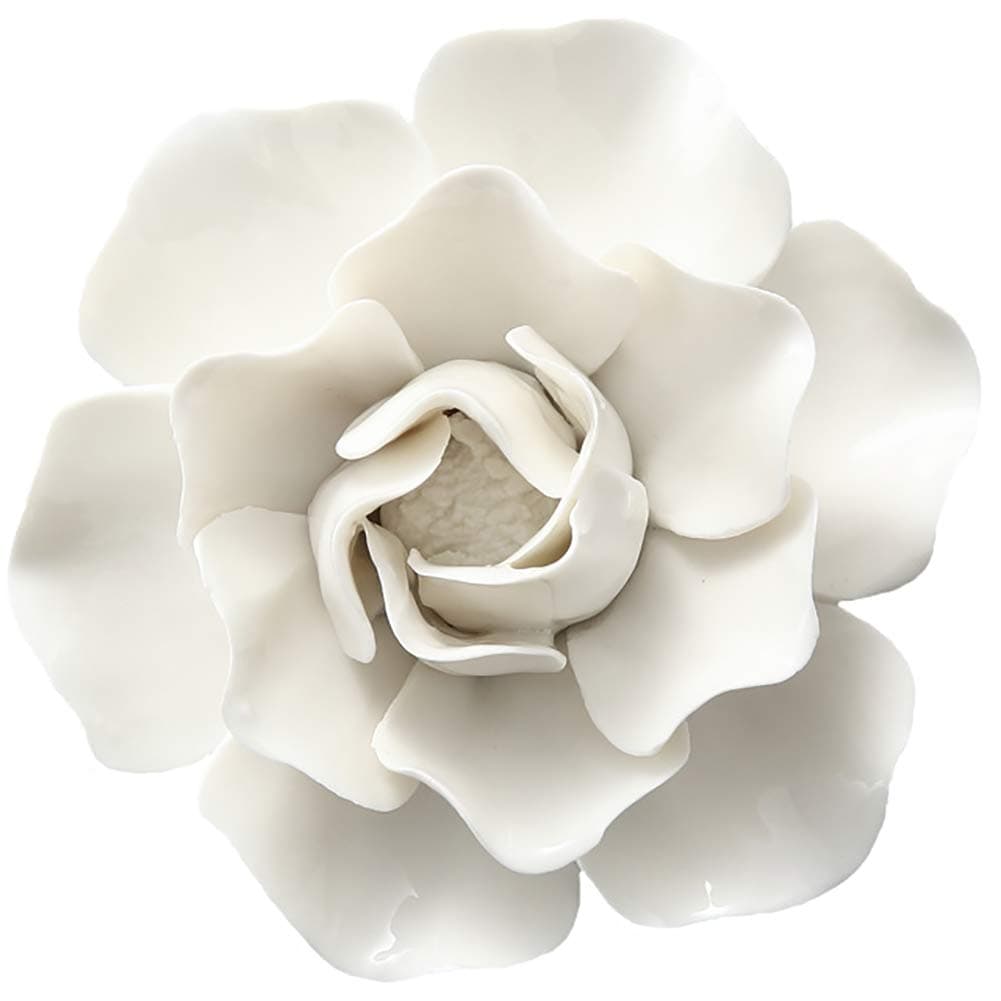 ALYCASOCeramic Flower Wall Décor Artificial 3D Flower Wall Art for Living Room Home Hallway Bedroom Kitchen Farmhouse Bathroom Dining Room, White, F2, 4.72 inch