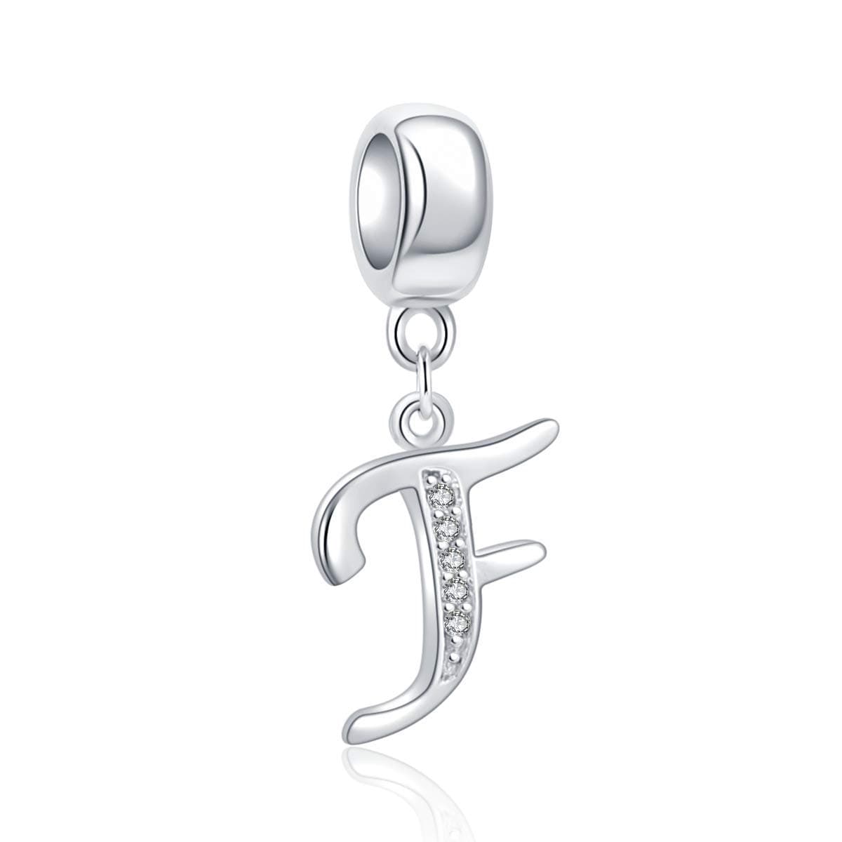 SOUKISS925 Sterling Silver Letter Beads Initial A-z Dangle Alphabet Crystal Charm Fits European Bracelet Gift for Mother Valentines day