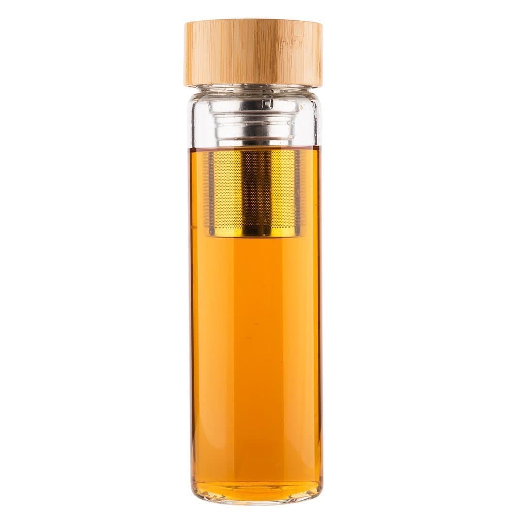 Tea,Fruit Infuser Water Bottle with Sleeve and bamboo Lid. 500ml Portable Tumbler