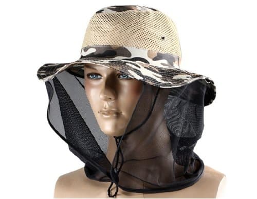 Collapsible Outdoor Hooded Hat with Bug Proof Mesh (Brown Camouflage)