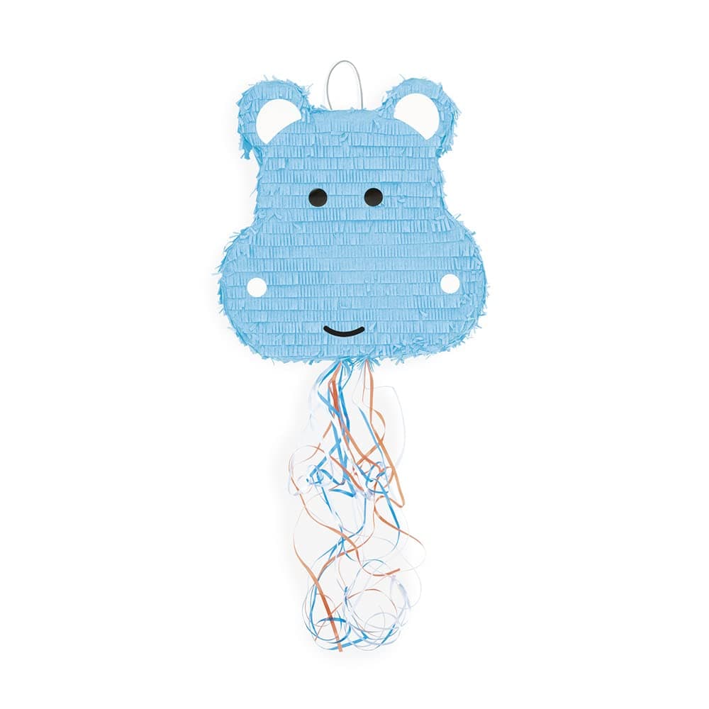 Janod - J07724 Piñata to Fill Hippo - Children's Animation Party and Birthday - Blue - 15 Pull Twine - For 3 Years and Above