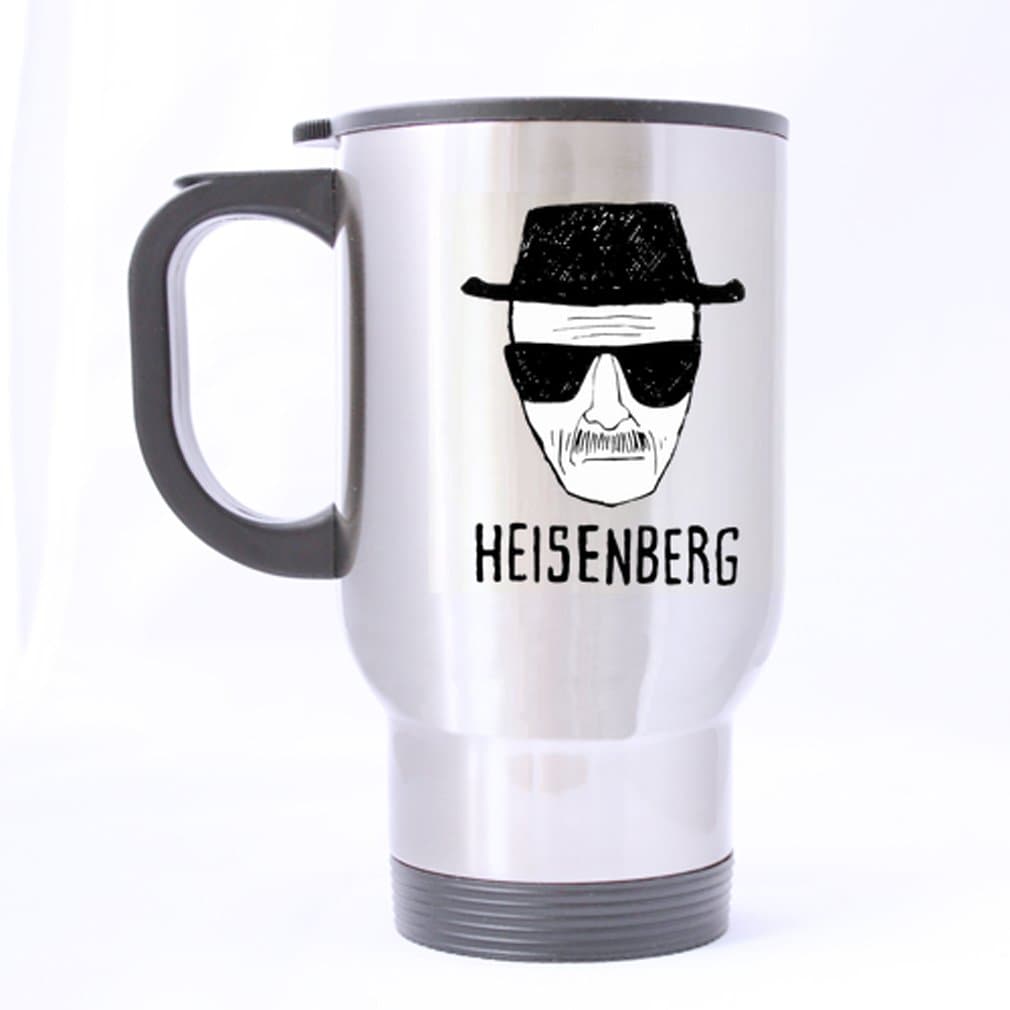 Unique Breaking Bad Funny Heisenberg Mustache Stainless Steel Travel Mug Coffee Mugs, 14 Ounces Sliver - Great Funny Gifts Good For Family, Friends