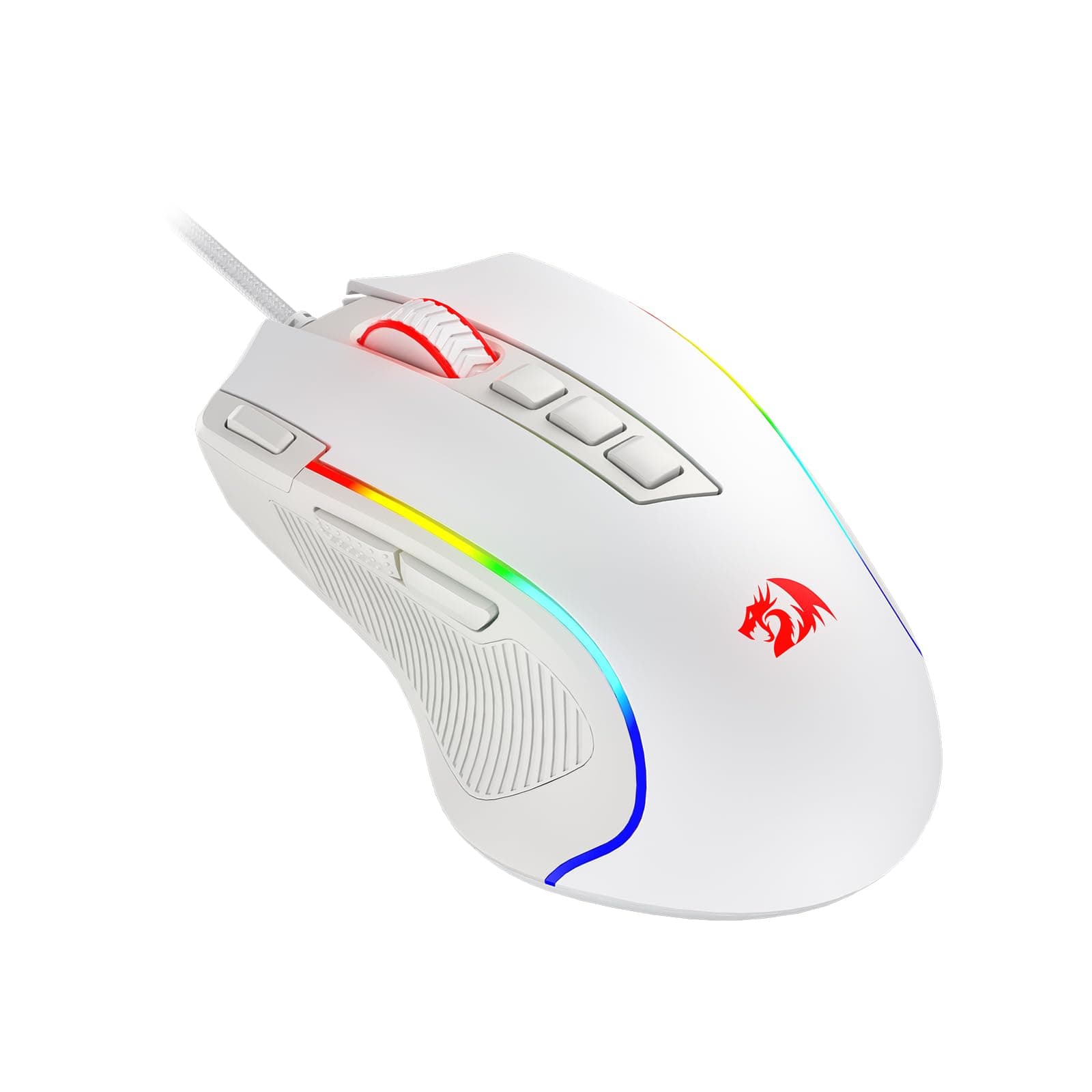 Redragon M612 Predator RGB Gaming Mouse, 8000 DPI Wired Optical Gamer Mouse with 11 Programmable Buttons & 5 Backlit Modes, Software Supports DIY Keybinds Rapid Fire Button, White