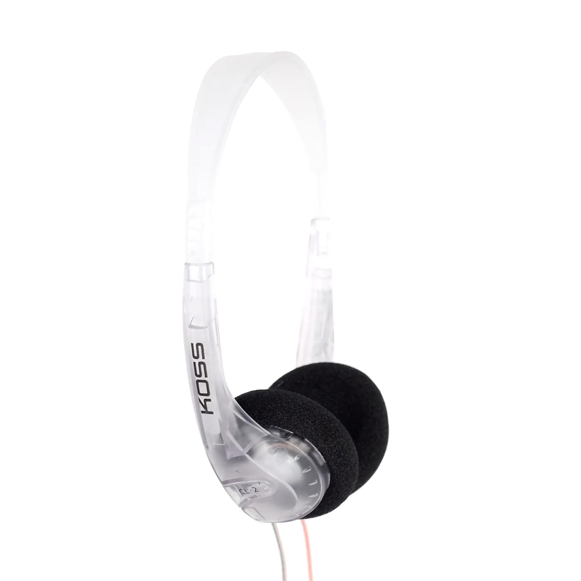 CL/2 Clear Transparent On-Ear Headphone, 80s and Style, Retro Look, Lightweight, 3.5mm Jack, 6 Foot Cord
