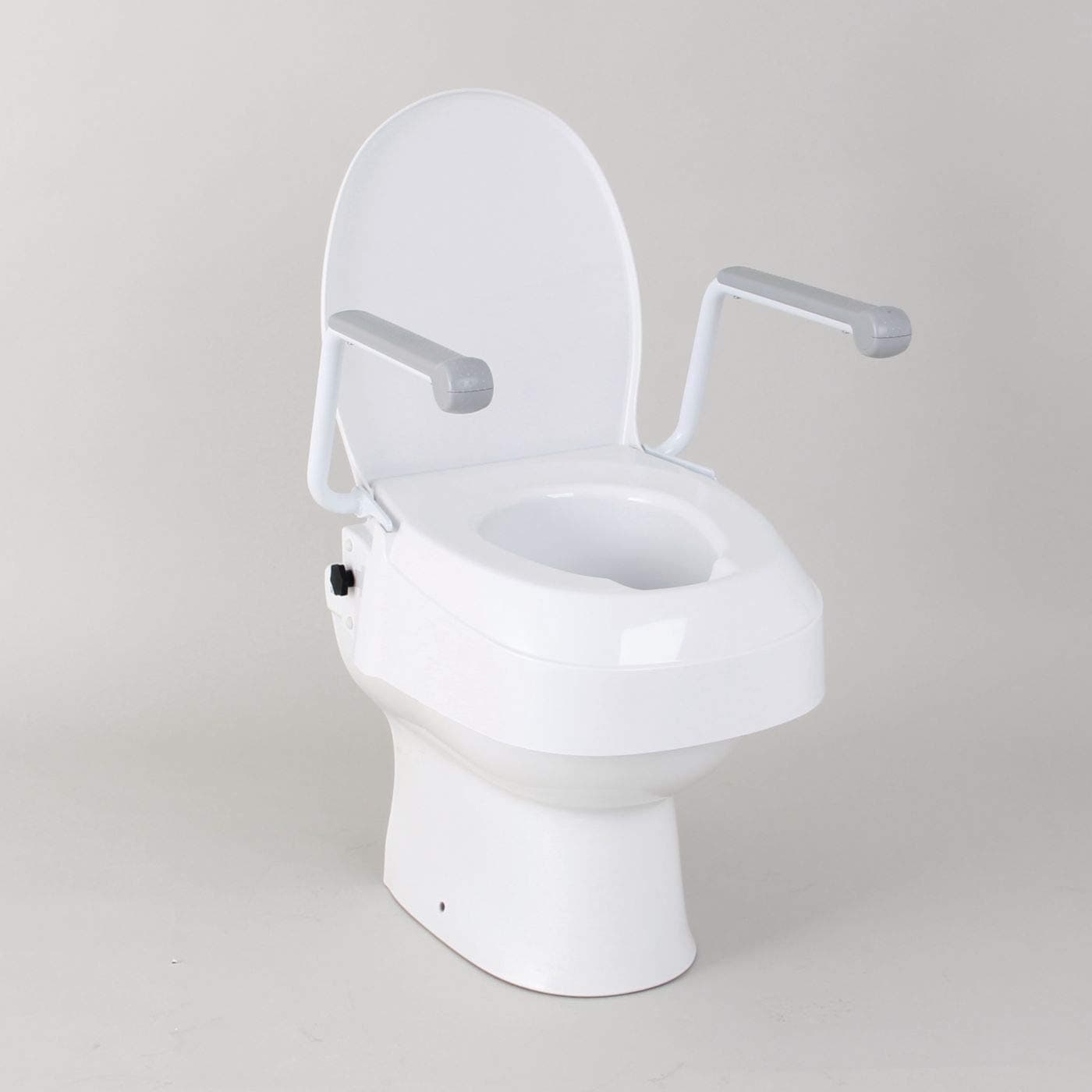 Homecraft Raised Toilet Seat with Arms, Easier to Sit and Stand, Independence for Elderly Seniors, Steel Frame, Lift-Up ABS Arms, Elevated Seat, Higher, Riser for Bathroom Safety, Hip Replacement