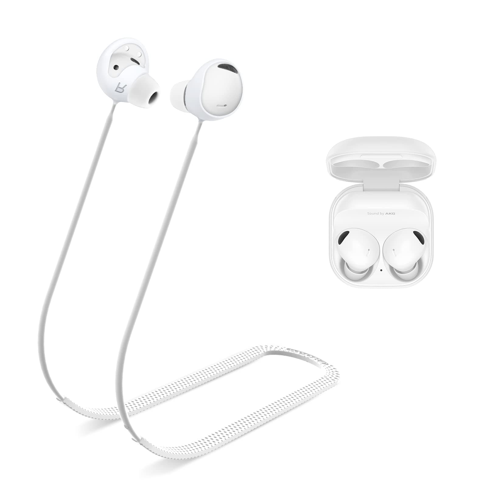 WOFRO Anti-Lost Strap for Galaxy Buds 2 Pro Earbuds, Sports Soft Silicone Lanyard Accessories Compatible with Samsung Galaxy Buds 2 Pro True Wireless Bluetooth Earbuds Neck Rope (White)