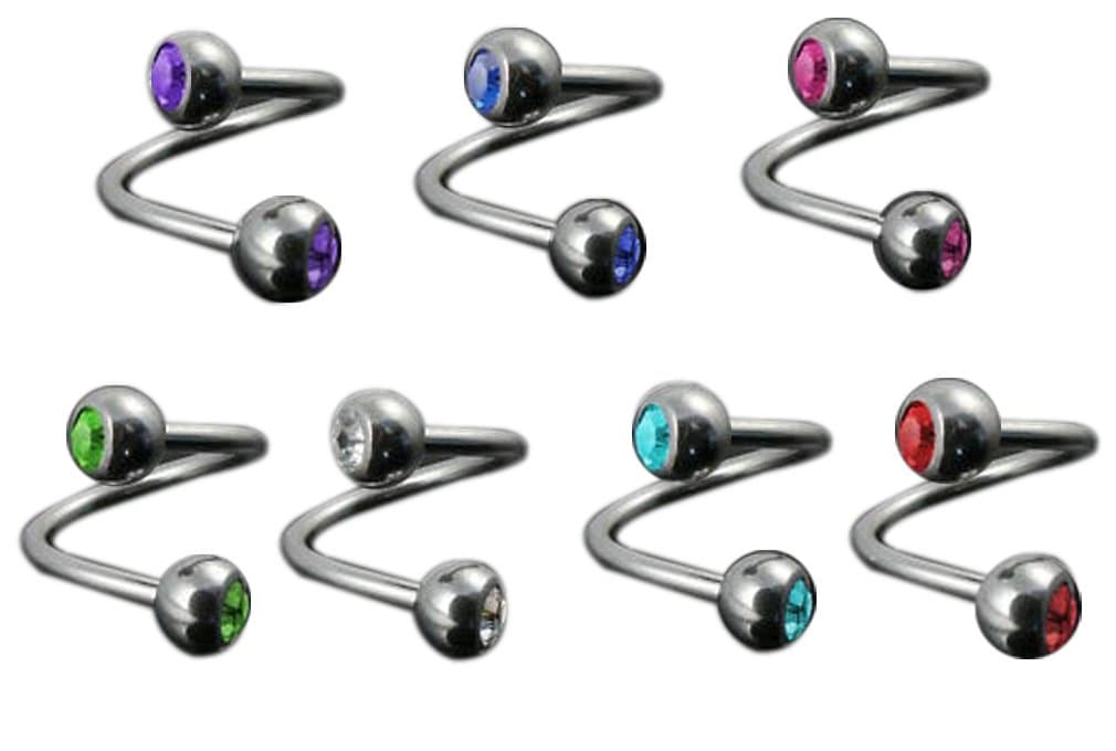 Thenice 7 Pcs 1.2mm Mens Eyebrow Nose Earrings Ear Bone S-shaped Loop