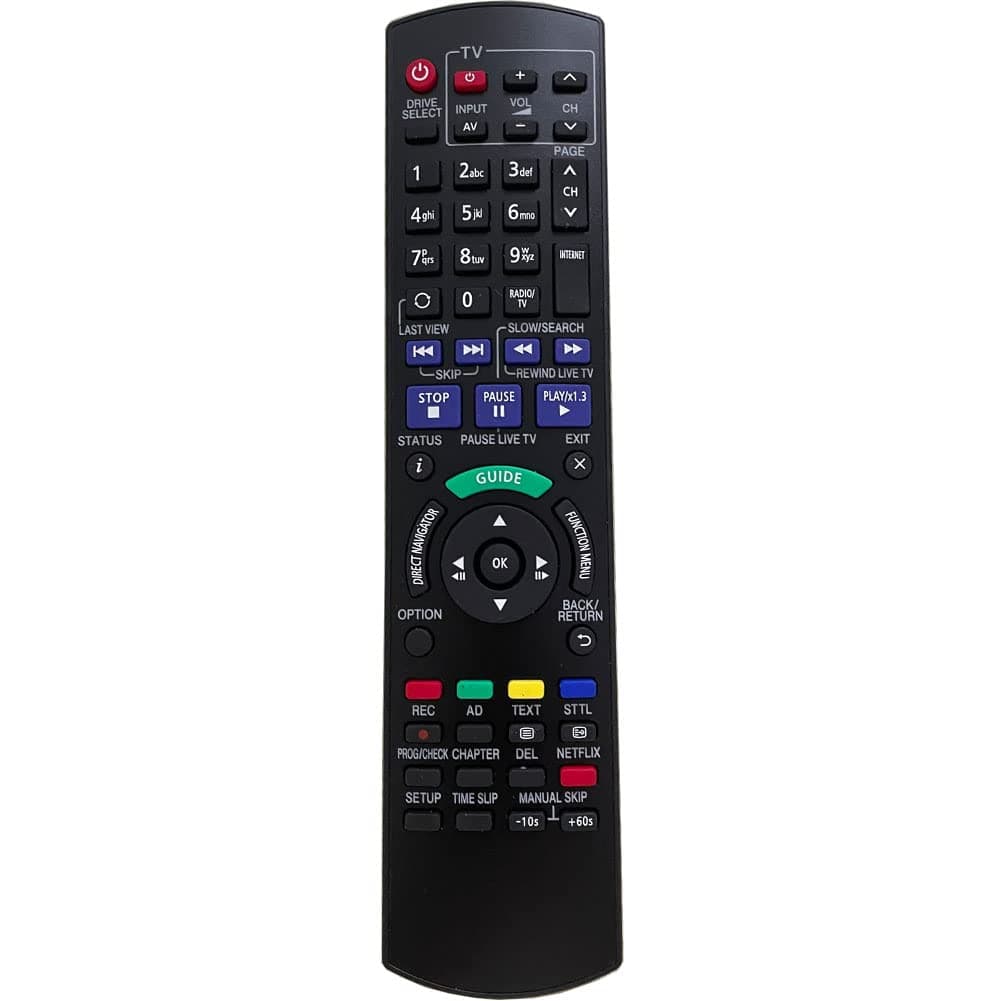 Replacement Panasonic Remote Control N2QAYB000780 for Suitable for Smart TV Compatible with HDD Box RECORDER TV DVD RECORDER IR6 DMR-HW120EB DMR-PWT500EC DMR-PWT530EB