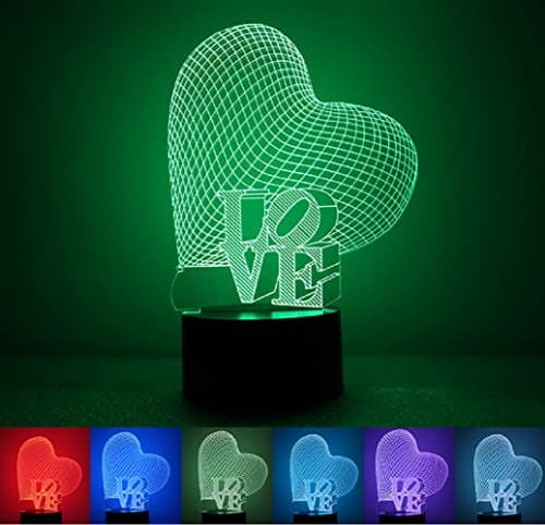 3D Optical Illusion Love Shapes and Letters LOVE Lighting Night 7 Color Change USB Touch Button LED Desk Table Light Lamp