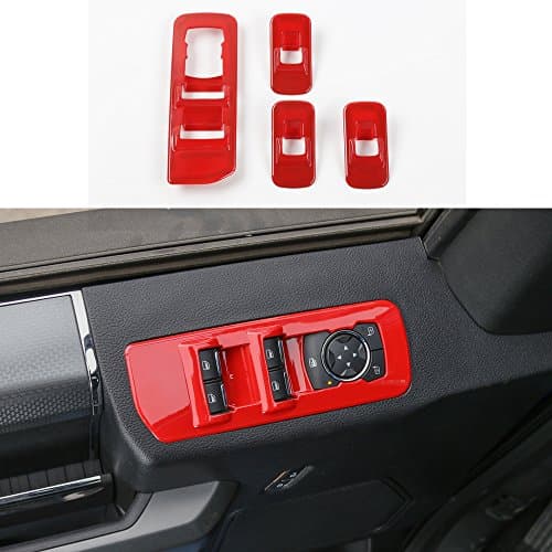Red ABS Car Window Lift Control Panel Cover Frame Decor for Ford F150 F-150 2015 2016 2017