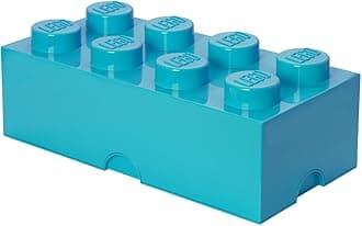 Room Copenhagen, LEGO Brick Box Stackable Storage Containers - Organizational Building Blocks - 19.69 x 9.84 x 7.09 Inches - Brick 8, Medium Azure
