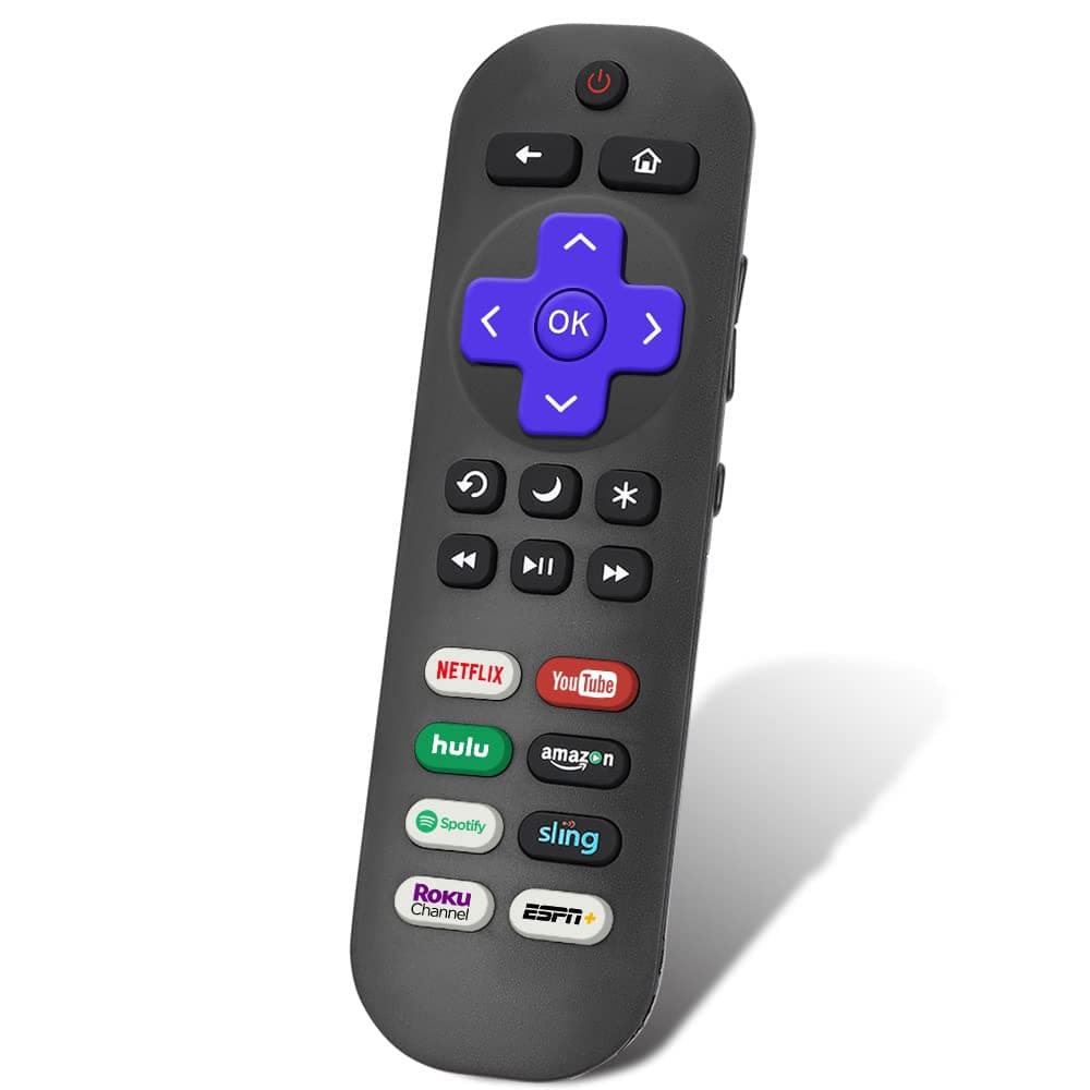 New Replacement Remote for All ROKU TVs [TCL Roku/Hisense Roku/ONN Roku/Sharp Roku and More]. Eight Streaming Hotkeys. 1-Year Warranty. [NOT Compatible for Roku Stick or Player Box].