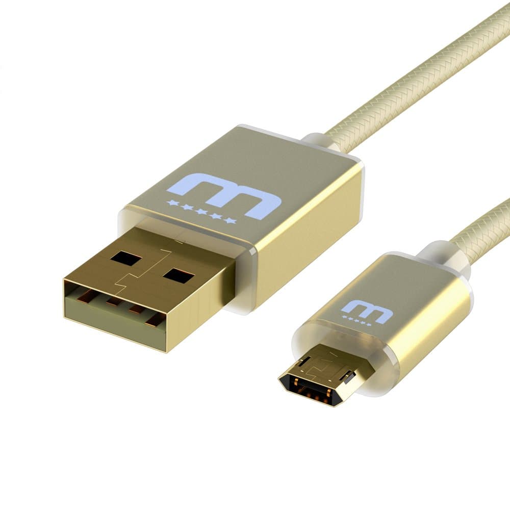MicFlip Reversible Micro USB Cable For Samsung Galaxy S6 / S6 Edge / S5 / S4 / Note 4 LG G3 / G4 HTC ONE M8 / M9 (20cm, Gold)