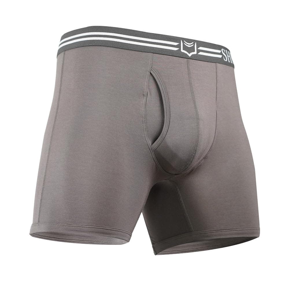 4.0 Men's Modal Dual Pouch Boxer Briefs | Premium Comfort Underwear Gray/White