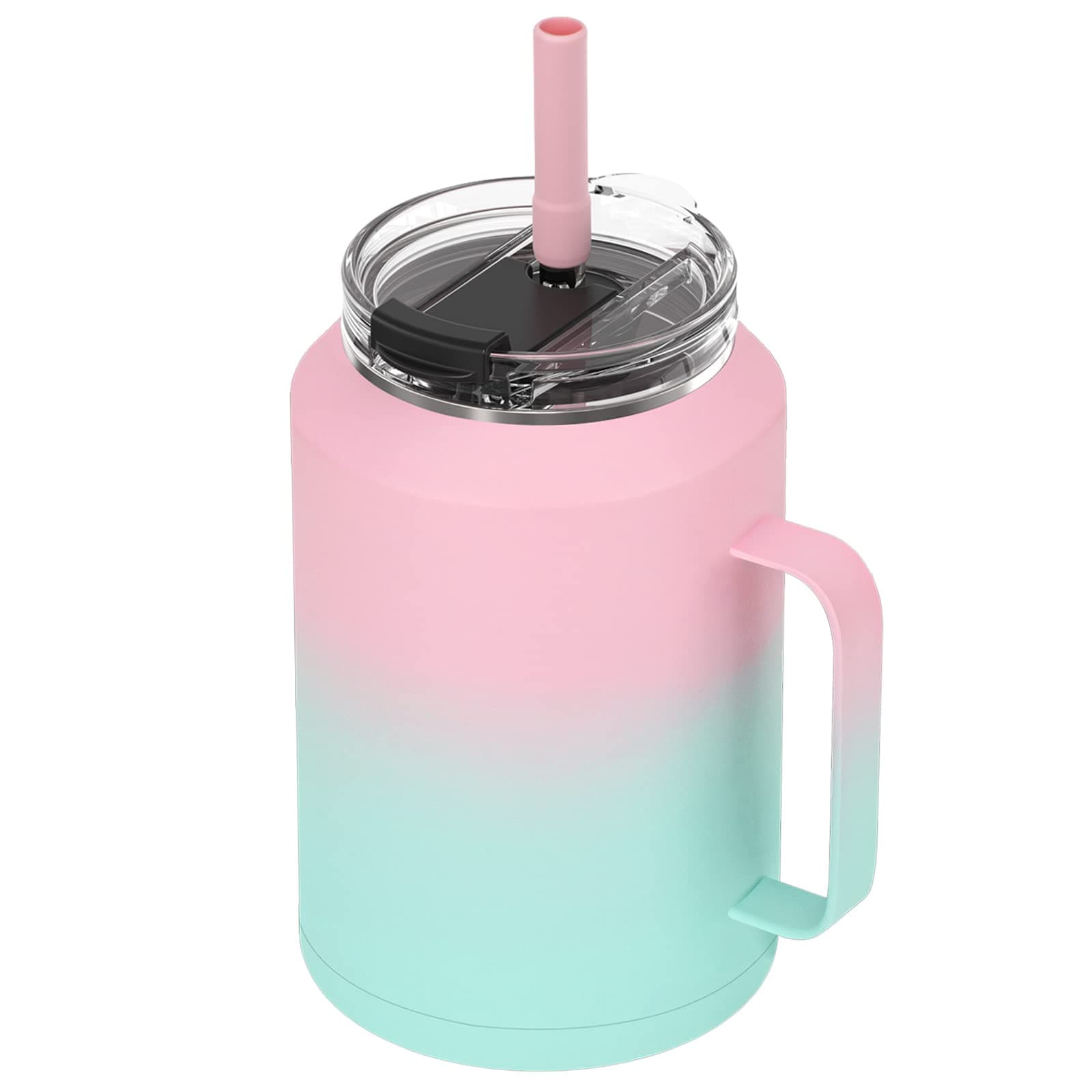 Zenbo 50 oz Mug Tumbler with Handle,Screw-on Lid, and Straw - Keeps Drinks Cold up to 36 Hours - Sweat-proof, Leak-proof, and Dishwasher Safe