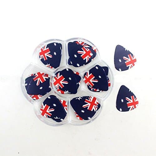 Australian Flag 50pcs Guitar Pick + Plastic Storage Box Display Case Pick Holder