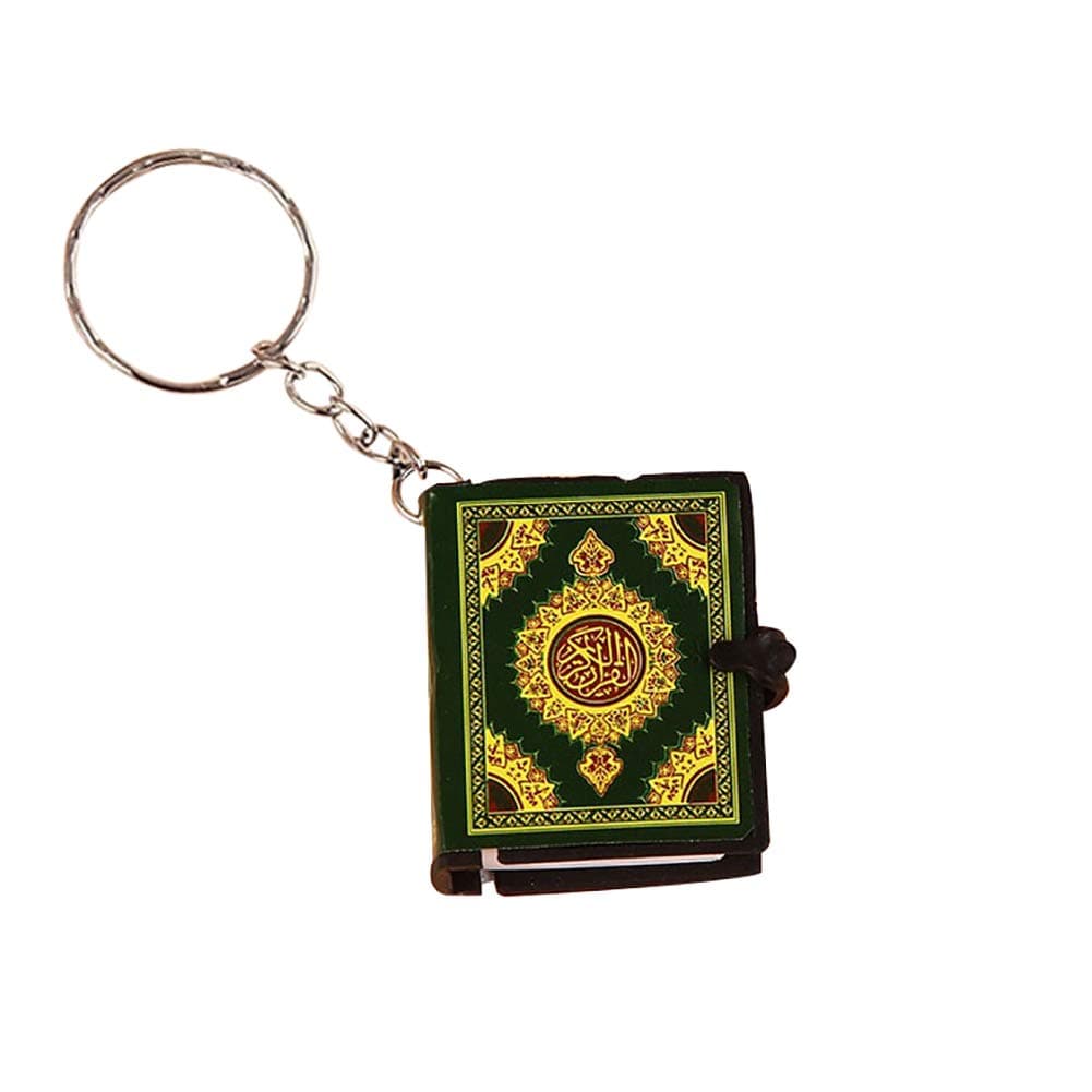 Aland Keychain,Unisex Mini Quran Arabic Pendant Keychain Bag Car Hanging Key Ring Birthday Gift Green