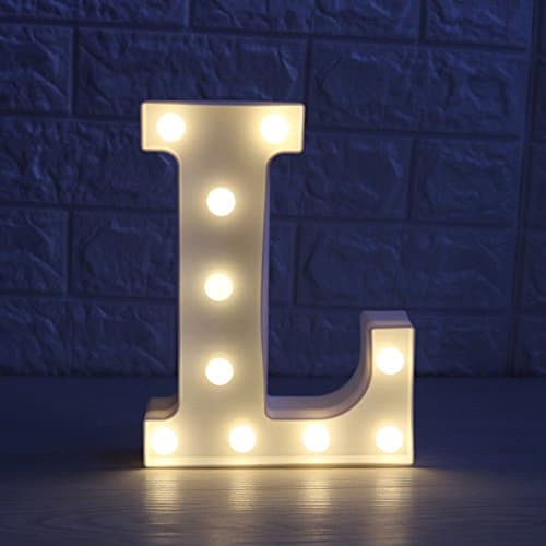Alphapet Decorative Light Up Sign Led Lights Letters Decoration For Festival Party Wedding Holiday（L Warm White&Battery Operated） (L)