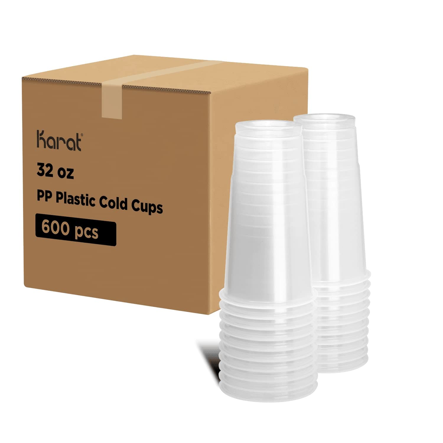 Karat [32oz - 600 ct] PP Plastic Cold Disposable Plastic Cups, 104.5mm Diameter, BPA Free & 100% Recyclable (C-KPP32)