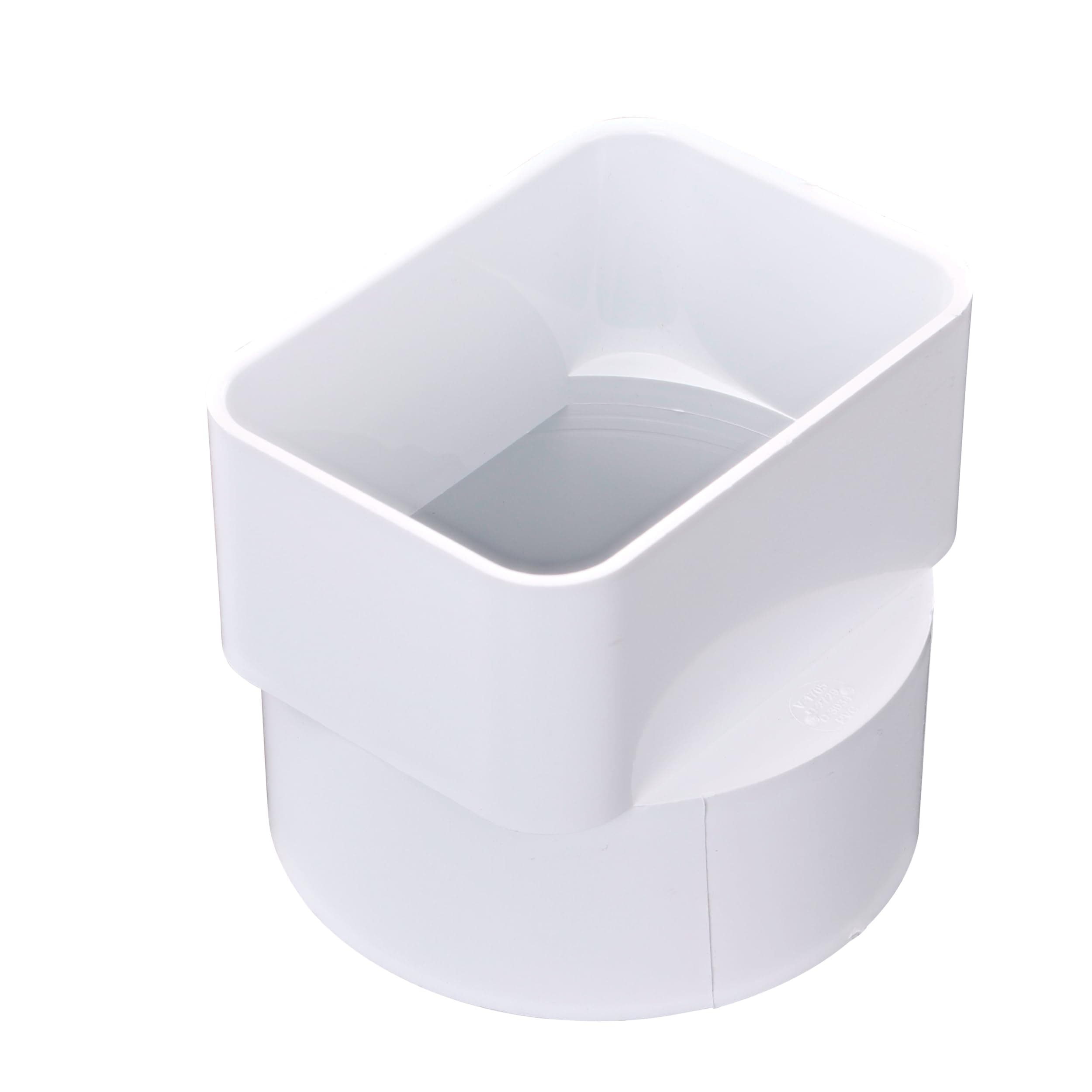 NDS 9P06 PVC Downspout Adapter, Connects 3X4-Inch Downspout to 4-Inch Sewer and Drain Pipe, White