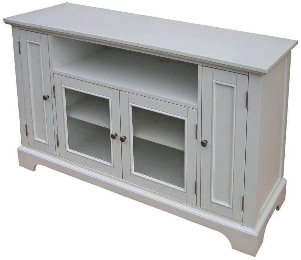 Home Styles Naples White Entertainment Credenza with Storage Area, Adjustable Shelf, Open Storage Area