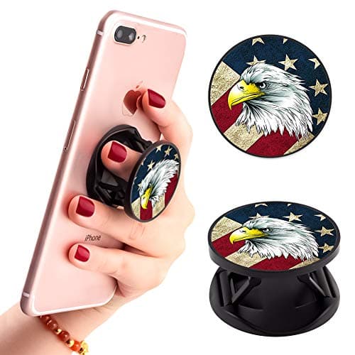 Ufbara Phone Finger Expanding Stand Holder Kickstand Hand Grip Widely Compatible with Almost All Phones Cases (Eagle American Flag)
