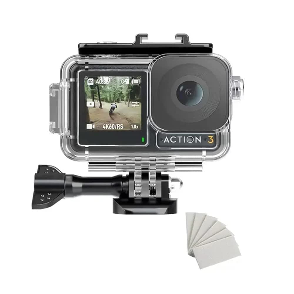 Waterproof Housing Case Cover for DJI OSMO Action 3/4, Underwater Diving Protective Shell with Bracket & Anti Fog Inserts Recycle Drying for ACTION3 Action 4, 45M
