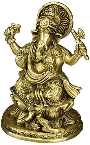 5 Inch Ganesh, Ganpati, Indian Hand Crafted Religious Sculpture of Ganesha Statue, (Weight 2 LB, 5" X 3.2" X 2.8"inches)