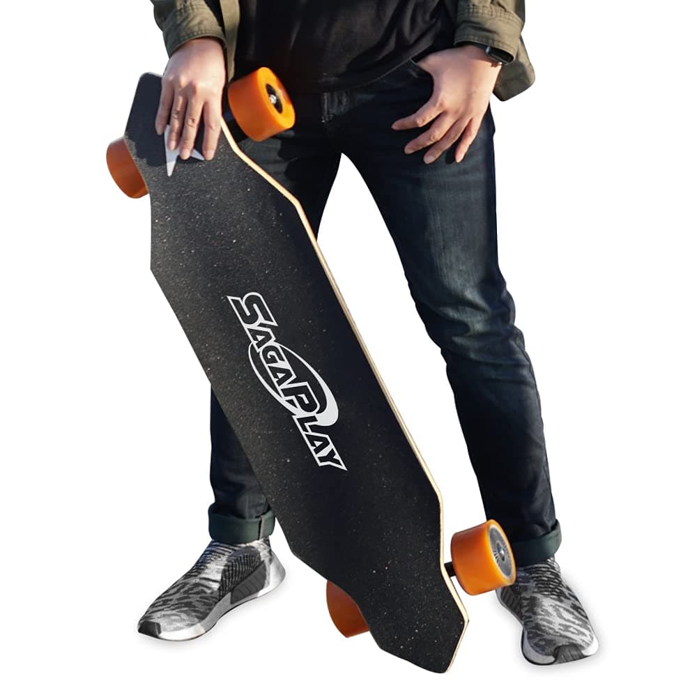 Electric Skateboard with Remote Control + Dual-Motor Smart Longboard Skateboards [7 Ply Bamboo Board, Part No. [SS-K02], Black] - Skate Board for Rider, Kids and Adults for Outdoor / School