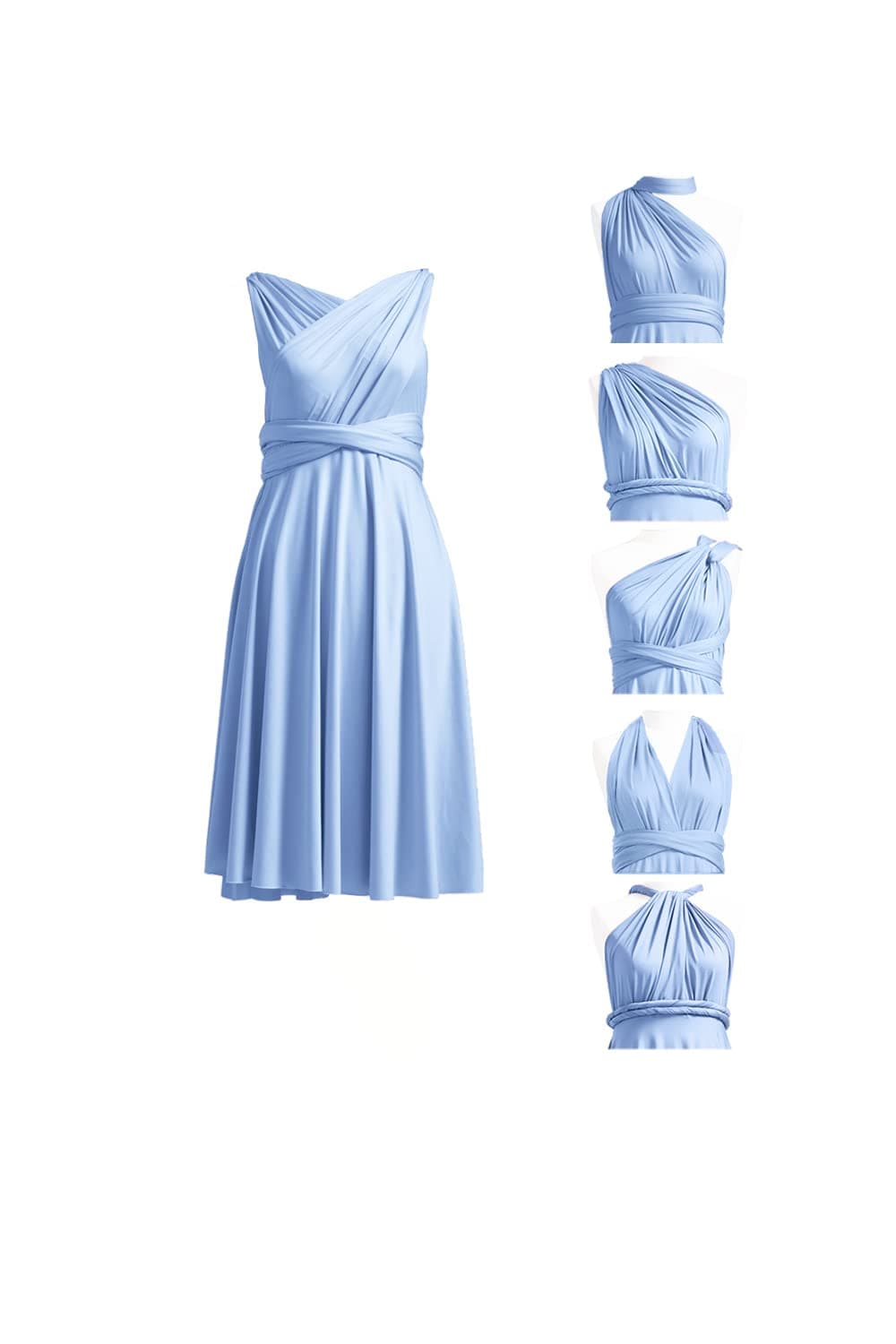 72stylesKnee Length Short Infinity Dresses for Bridesmaids Convertible Dresses Transformer Multiway Twist Wrap Midi Dresses