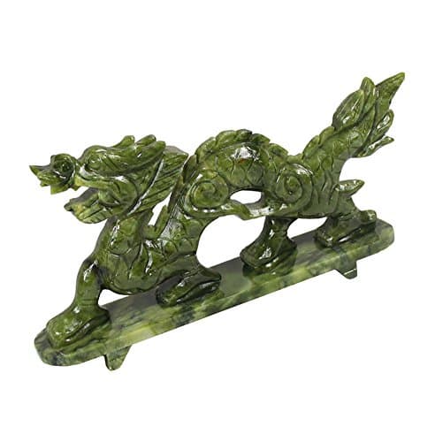 1pc Jade Chinese Feng Shui Dragon Figurine Statue for Luck & Success (Large 26x5x17.4cm)